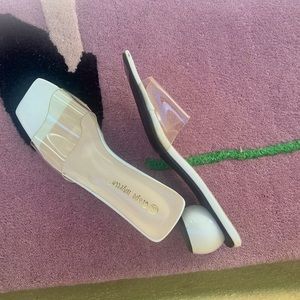 Clear Round Heeled Mules